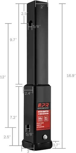 Vista 3 de OPENROAD Extensión de enganche de remolque, longitud del extensor de enganche de 12 pulgadas para extensor de tubo receptor de 2 pulgadas, 5000
