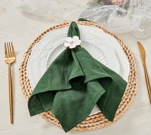 Vista 13 de Servilletas de tela de cena, 100% algodón suave, 12 piezas, 16'x16', champán