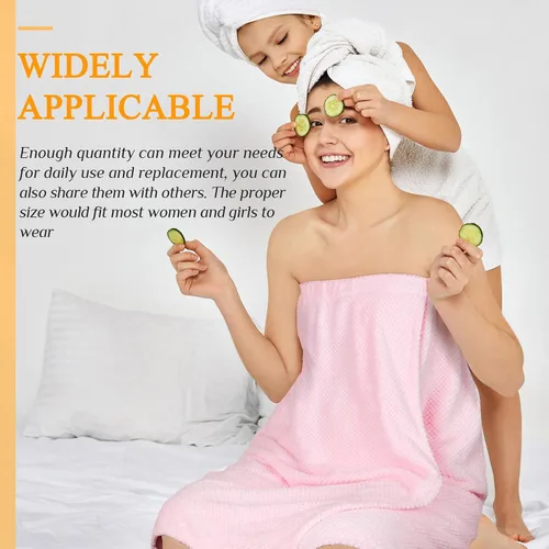 Vista 38 de 4 toallas envolventes para mujer, bata de spa con cierre ajustable, parte superior elástica, envoltura ligera para baño y ducha