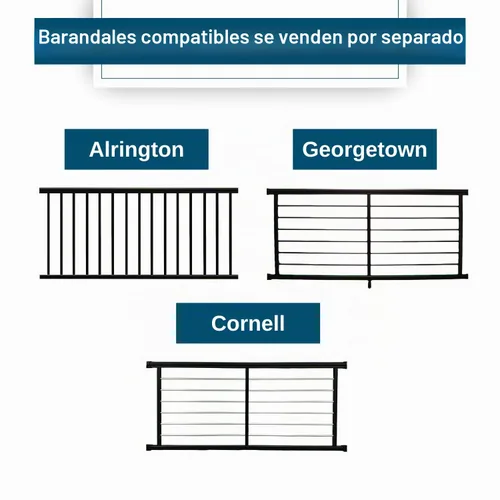 Vista 7 de Weatherables Kit de poste de barandilla de aluminio – Kit de poste de aluminio para kits de barandillas Arlington, Georgetown y Cornell, fabricado