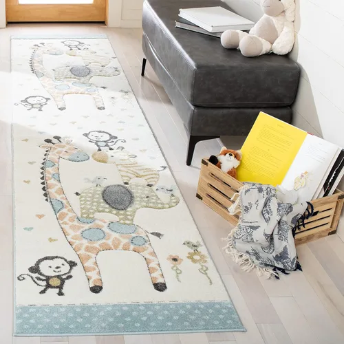 Vista 24 de SAFAVIEH Carousel Kids Collection - Alfombra decorativa de 2 x 3 pies, color marfil, diseño animal, no desprende pelusa y de fácil cuidado, ideal