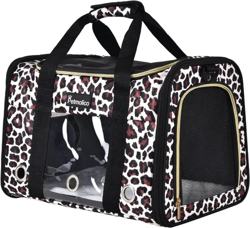 Vista 16 de Petmolico Transportador para gatos Bolsa de mascotas de lados suaves para gatos pequeños y medianos, cachorros, 16 libras, transportador de viaje