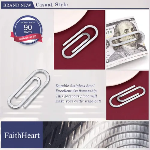 Vista 7 de FaithHeart Can Engrave - Clip de dinero para hombre, acero inoxidablechapado en oro, tarjetero minimalista para tarjetas, clips personalizados