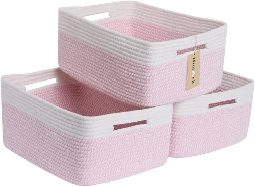 Vista 35 de MiniArk Cestas grandes de almacenamiento para estantes, organizadores de armario, para ropa, manta, toallas, guardería, caja de juguetes, cestas
