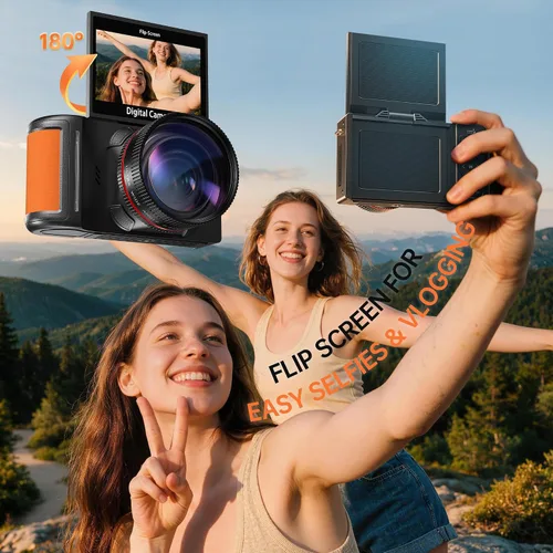 Vista 4 de 6K 96MP Flip Screen Digital Camera for Photography, WiFi, Dual Lens