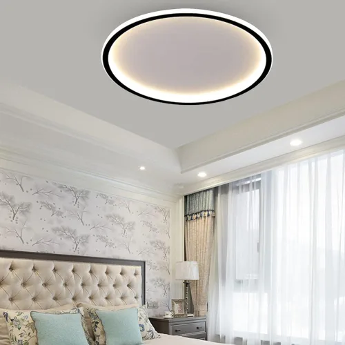 Vista 10 de Lámpara de techo LED regulable de montaje empotrado, lámpara de techo empotrada redonda moderna de 12 pulgadas con ajuste de aplicación, lámpara