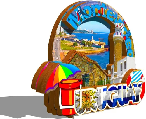 Vista 2 de Uruguay Uruguay imán de nevera de madera 3D monumentos de viaje coleccionables recuerdos decoración hecha a mano -585