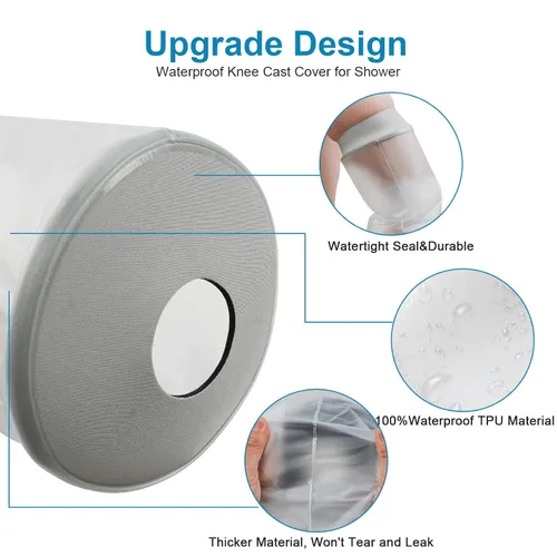 Vista 2 de Funda impermeable para yeso de rodilla para ducha, Fundas de bolsa de yeso herméticas - Protector de ducha para cirugía de reemplazo de rodilla
