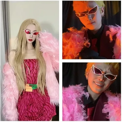 Vista 2 de Doflamingo Gafas de sol Doflamingo Anime Don Flamingo polarizadas gafas para hombresmujeres Joker Cosplay Accesorios 100% Anti UV400, Rojo