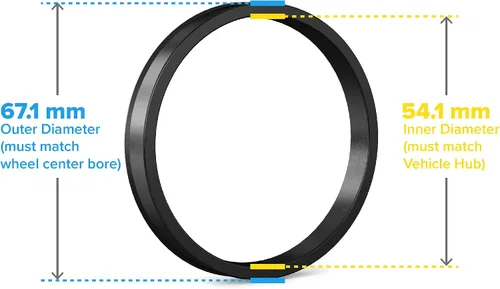 Vista 2 de Anillos espaciadores centrales de StanceMagic de 54.1 mm de DI a 67.1 mm de DE, anillos espaciadores de plástico de policarbonato negro, solo