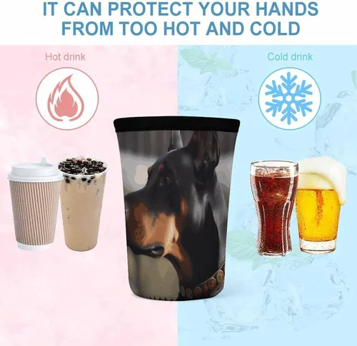 Vista 4 de Doberman Reusable Insulated Neoprene Iced Coffee Cup Sleeves 3 Sizes Diving Material Cup Durable Beverage Covers for Cold Coffee Tea Drinks