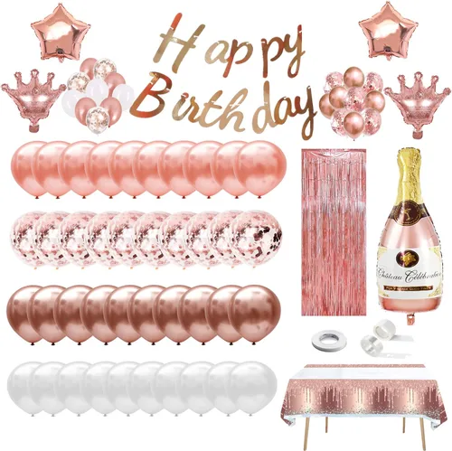 Vista 8 de Kit de arco de globos de oro rosa, globos de oro rosa, kit de guirnalda de globos de oro rosa, decoraciones de fiesta de oro rosa, decoraciones