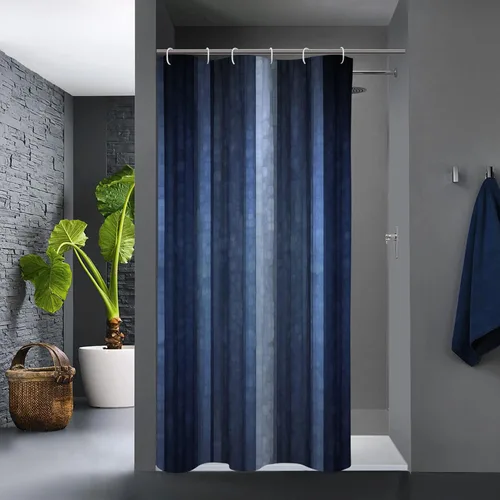 Vista 8 de Gibelle Cortina de ducha pequeña de 36 x 72 pulgadas, juego estrecho medio negro y gris, tela moderna abstracta para baño, textura de vidrio fresco
