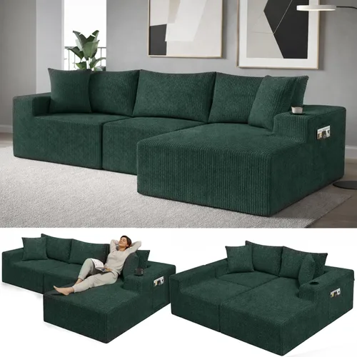 Vista 8 de EconoHome Sofá seccional Boneless Cloud, asiento profundo de felpa en forma de L para relajarse y entretener, construcción duradera y fácil montaje
