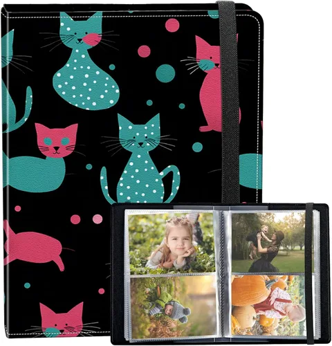 Vista 10 de Álbum de fotos de 3.5 x 5 pulgadas, cubierta de piel sintética de pequeña capacidad, mini álbum de fotos de águila americana de 3.5 x 5 con banda