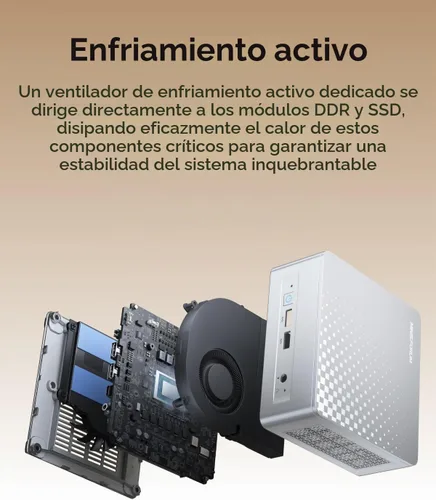 Vista 8 de MINISFORUM Mini PC M1 Plus, Intel Core i5-12600H (12C/16T, 4.5GHz), 16GB DDR5 RAM, 512GB SSD, triple pantalla 4K (HDMI/DP/USB 4.0), puerto dual