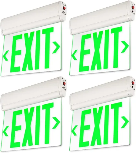 Vista 11 de LEONLITE Señal de salida de emergencia verde, UL 924, señal de salida LED iluminada por borde, luces de salida cableadas con respaldo de batería