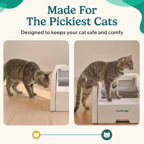 Vista 5 de PetCove PurrTek - Caja de arena automática con tapa abierta y WiFi de 5 GHz