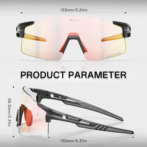 Vista 5 de SCVCN Gafas de ciclismo fotocromáticas deportivas para hombres y mujeres, gafas de sol para bicicleta MTB, protección UV400, marco TR90