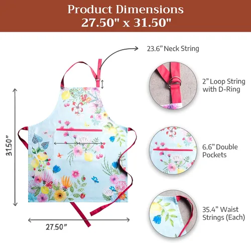 Vista 1259 de Maison d' Hermine Delantales para mujer con bolsillo, 100% algodón (27.50 x 31.50 pulgadas)