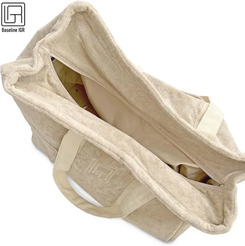 Vista 5 de Baseline IGR Bolsa de mano Bolso grande elegante y versátil Bolsa térmica interna Correa larga de lona Bolso de hombro de moda de playa, biege
