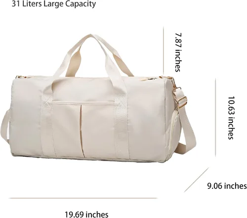 Vista 2 de Bolsa de gimnasio para mujer con separación para húmedo y seco, almacenamiento de zapatos, bolsa de viaje impermeable para gimnasio, natación, yoga
