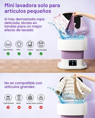 Vista 5 de Lavadora portátil de 18 L, lavadora de ropa plegable con cesta giratoria y 3 modos, mini lavadora para ropa interior, calcetines, ropa de bebé
