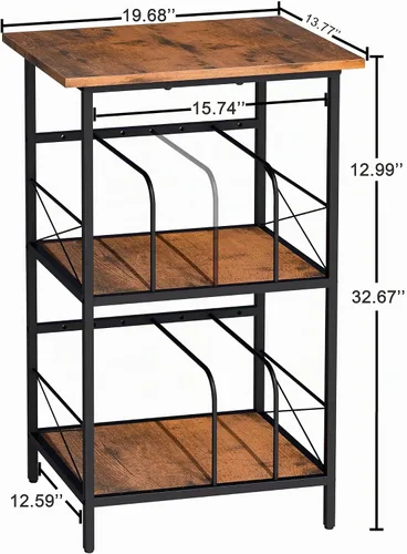 Vista 2 de Soporte para tocadiscos con 4 divisores ajustables, almacenamiento de discos de vinilo con capacidad para 200 LPs, mesa auxiliar de 3 capas, mesa