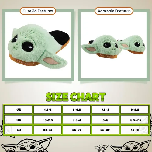 Vista 6 de Disney Pantuflas para mujer, esponjosas 3D antideslizantes, regalos de Baby Yoda