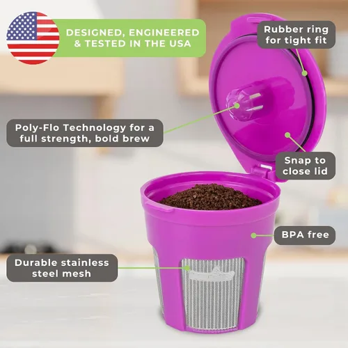 Vista 5 de Perfect Pod Café Fill Deluxe - Cafetera reutilizable K-Cup Refillable 1-Stream Capsule, Fits Keurig 1.0, 2.0, K-Mini, K-Duo, K-Select, K-Compact