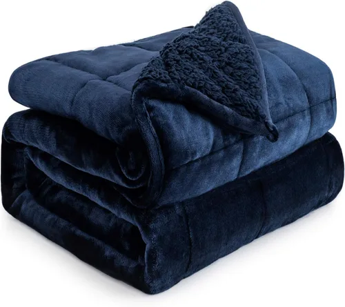 Vista 46 de Cottonblue Manta con peso de jacquard de 15 libras para adultos, tamaño individual, manta de forro polar sherpa ultrasuave para relajarse y dormir