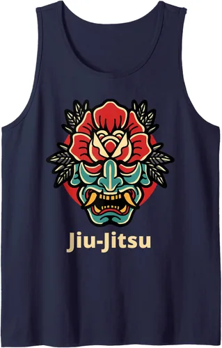 Vista 9 de Máscara de demonio de rosa japonesa Oni Mask jiu-jitsu Tank Top Negro