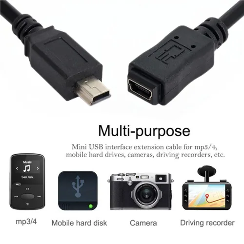 Vista 2 de chenyang Mini USB Cable de Extensión USB 2.0 Mini USB 5Pin Macho a Hembra Adaptador de Cable de Extensión de Alimentación de Datos 1.6 pies