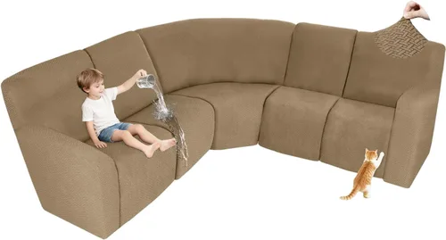 Vista 83 de ALIECOM Fundas 100% impermeables para sofá seccional reclinable, forma de L, elásticas, para esquina, funda para sofá seccional reclinable, lavable