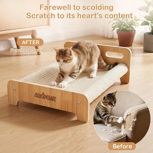Vista 3 de Large Sisal Cat Scratcher Bed, Cat Scratching Lounge for Indoor Cats