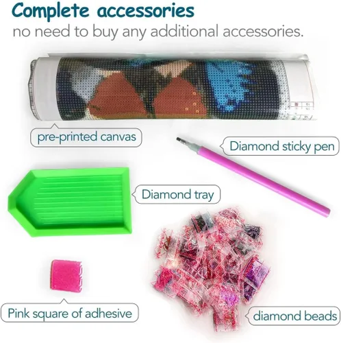 Vista 2 de WHYCJXWL Kits de arte de diamantes para adultos y niños, diamantes de imitación redondos de taladro completo, arte de bordado de punto de cruz, arte