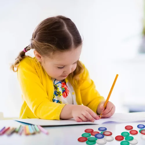 Vista 6 de Skylety 400 fichas de póquer de plástico Fichas de juego de 4 colores para niños jugando aprendiendo matemáticas contando juegos de bingo tarjeta