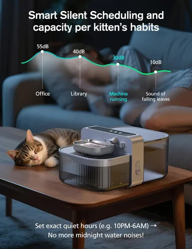 Vista 6 de Chumajor Fuente de agua inalámbrica para gatos sin filtros, batería de 180 días y control de flujo de precisión, dispensador de agua inteligente