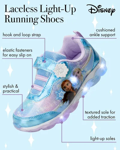 Vista 2 de Disney Zapatillas de deporte Frozen para niñas, sin cordones, con luz, para correr (bebéniña pequeña), Púrpura tornasol