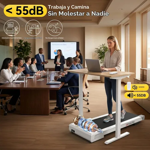 Vista 7 de GOYOUTH 2.25HP Walking Pad, Quiet Under Desk Treadmill for Office, 300 LBS Blanco