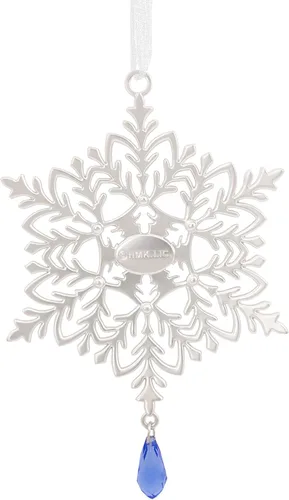 Vista 2 de Hallmark Adorno navideño de copo de nieve 2023, metal prémium