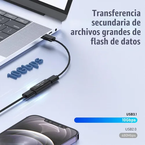 Vista 3 de Pastall Paquete de 5 adaptadores USB C hembra a hembra. Extensor Usbc. Acoplador USBC soporta transferencia de datos de hasta 10 Gbps y carga rápida