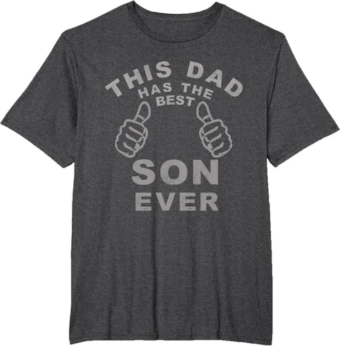Vista 20 de Camiseta con texto en inglés "This Dad Has the Best Son Ever", regalo del día del padre, Negro
