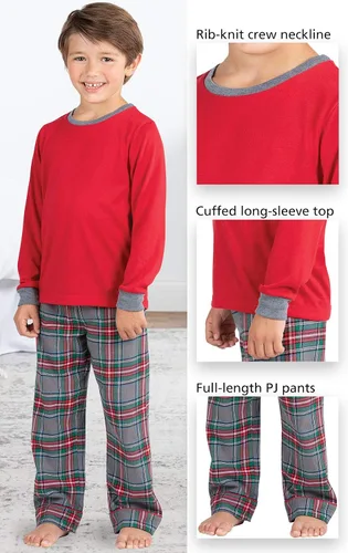 Vista 5 de PajamaGram - Pijamas de Navidad para niños, pijamas de franela