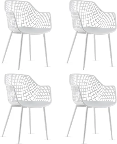 Vista 9 de Giantex Juego de 4 sillas de comedor modernas, sillones negros con respaldo de 15 pulgadas de alto, patas de metal con recubrimiento en polvo