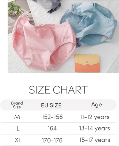 Vista 6 de Charmi Ropa interior de algodón para niñas adolescentes, color sólido, paquete de 8