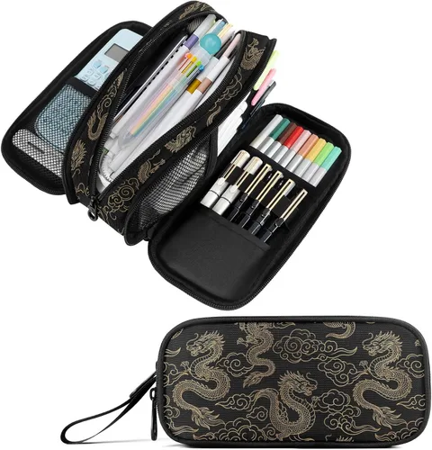 Vista 37 de Fustylead Alice - Estuche de ajedrez para lápices con cremallera, bolsa de maquillaje, bolsa de cosméticos, bolsa de viaje multiusos, caja