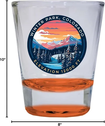 Vista 3 de Winter Park Colorado Design A Souvenir - Vaso de chupito redondo de 1.5 onzas, color naranja Naranja Individual