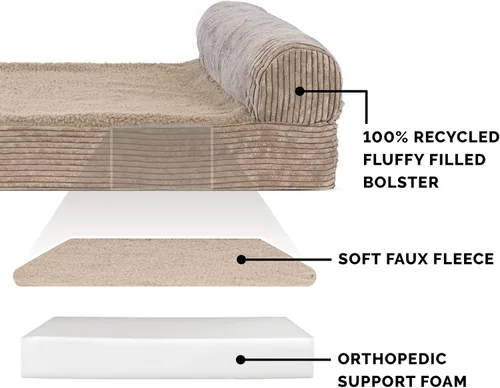 Vista 3 de Furhaven Cama para perro. Sofá estilo tradicional terapéutico. Sofá cama de lujo de sala para mascotas con funda extraíble, para perros y gatos