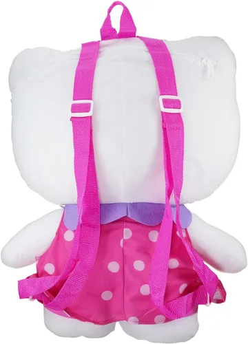 Vista 2 de Hello Kitty Accessory - Bolsa de peluche rosa con licencia oficial con nombre personalizado, Rosado, Bolsa de día